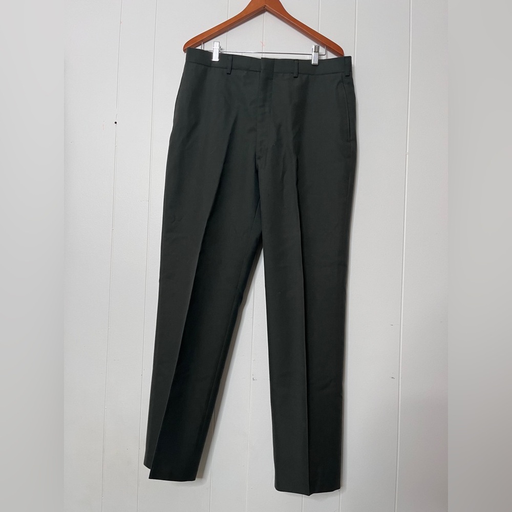 Military Olive Green Polyester/Wool Trousers Size 37 Long Inseam 33